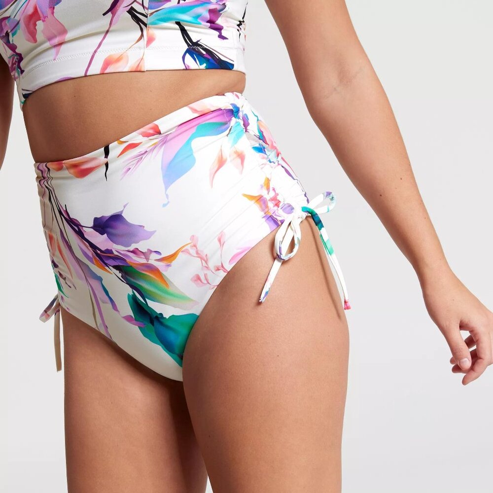 NWT CALIA Women's High Waisted Ruched Side Tie Swim Bottoms - Picture 8 of 12